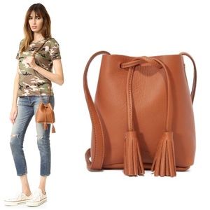 Shaffer Greta Mini Crossbody Tassel Bucket Bag Purse